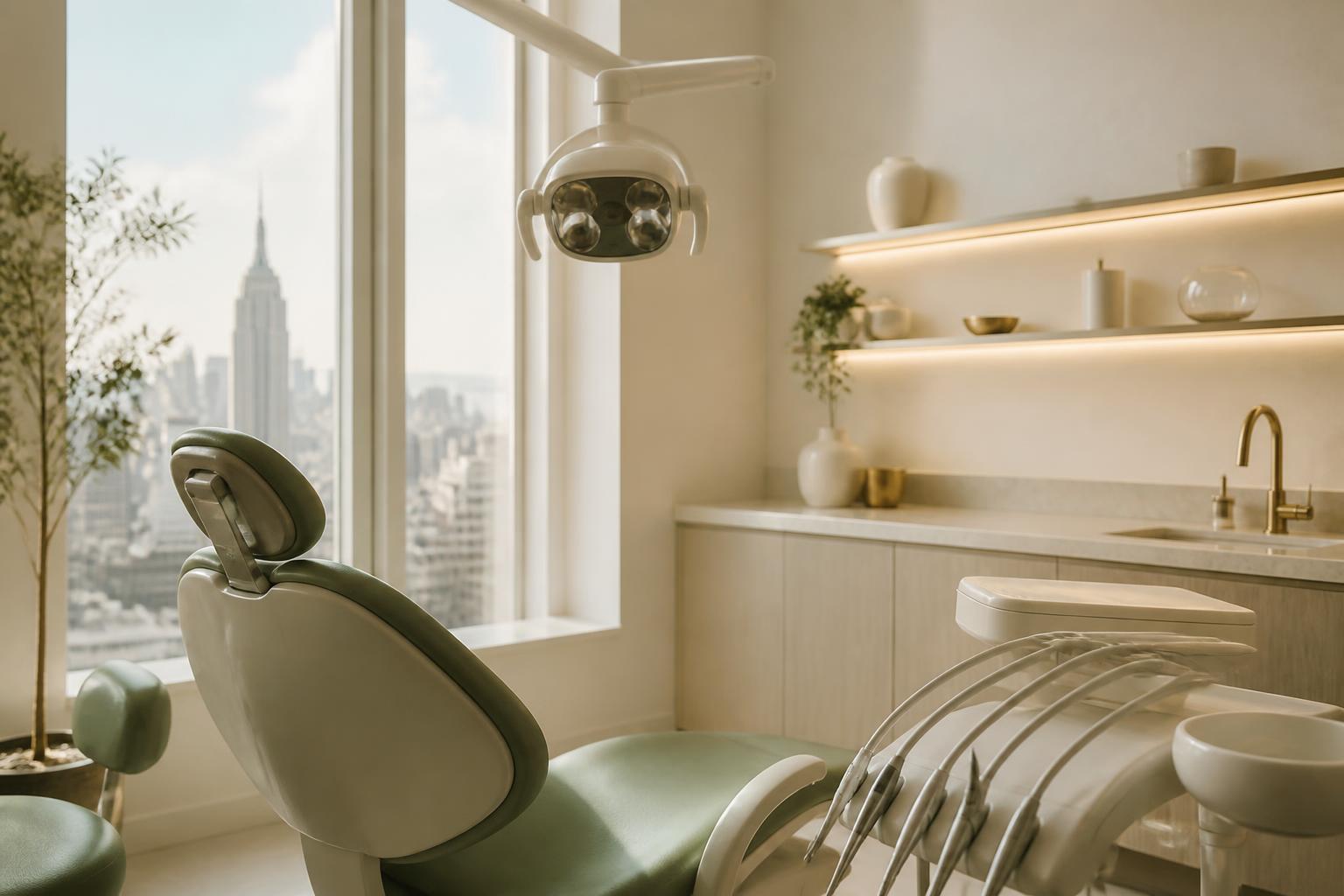 A bright, modern dental operatory in a New York City office